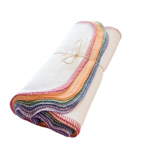 One Dozen Rainbow Paperless Towels in Bright White or Natural Birdseye, Eco-Friendly, Zero Waste Living, Reusable Paper Towel Alternative image 8