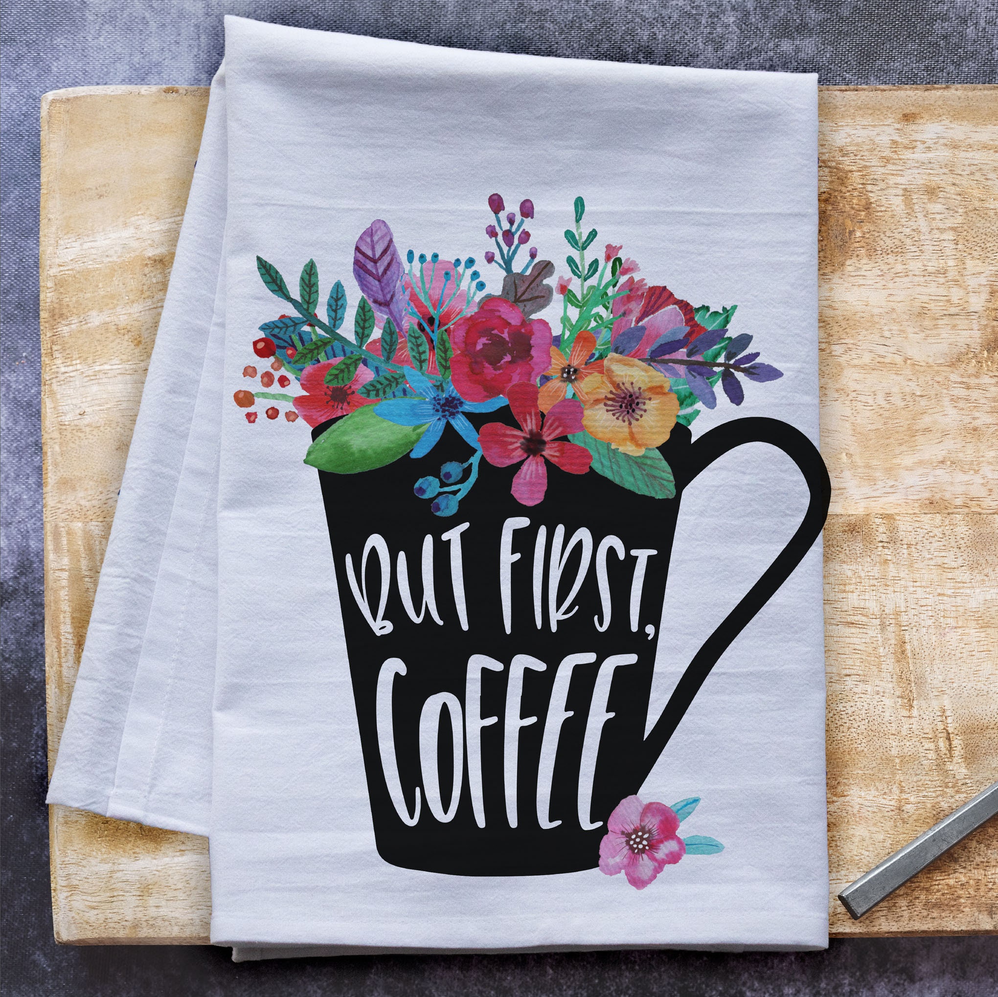 But First Coffee Kitchen Towel, Premium Tea Towel, Farm Kitchen Towel