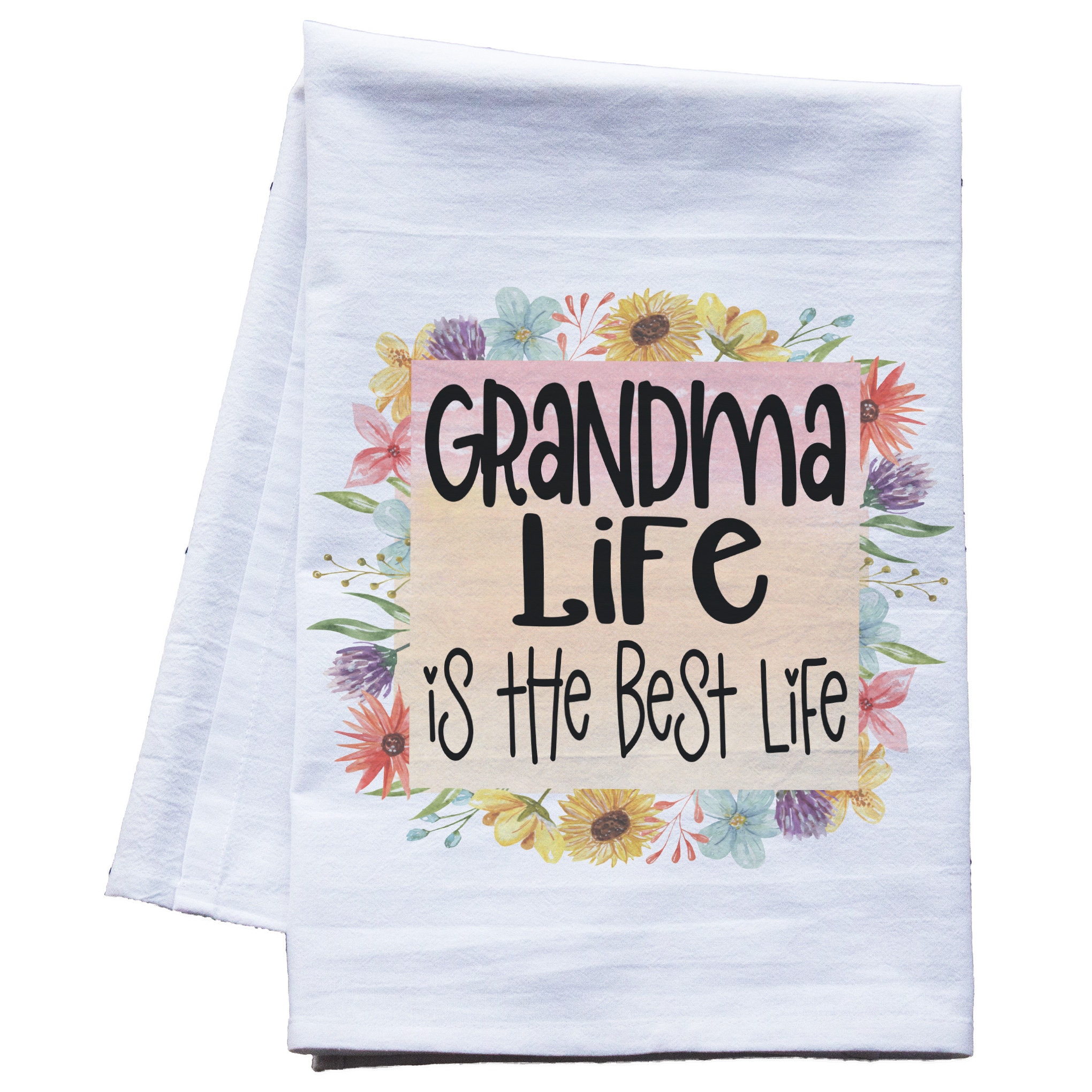 Grandma Life Best Life premium flour sack dish towel - extra large tea towel,  summer kitchen decor