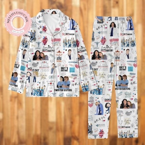 Grey s Anatomy Pajamas Meredith Grey Pj Set Women s Nursing Pajamas Set Christmas Pajamas Pajamas for Party Greys Anatomy Pjs Etsy