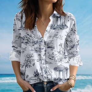 Toile De Jouy Blouse - Etsy