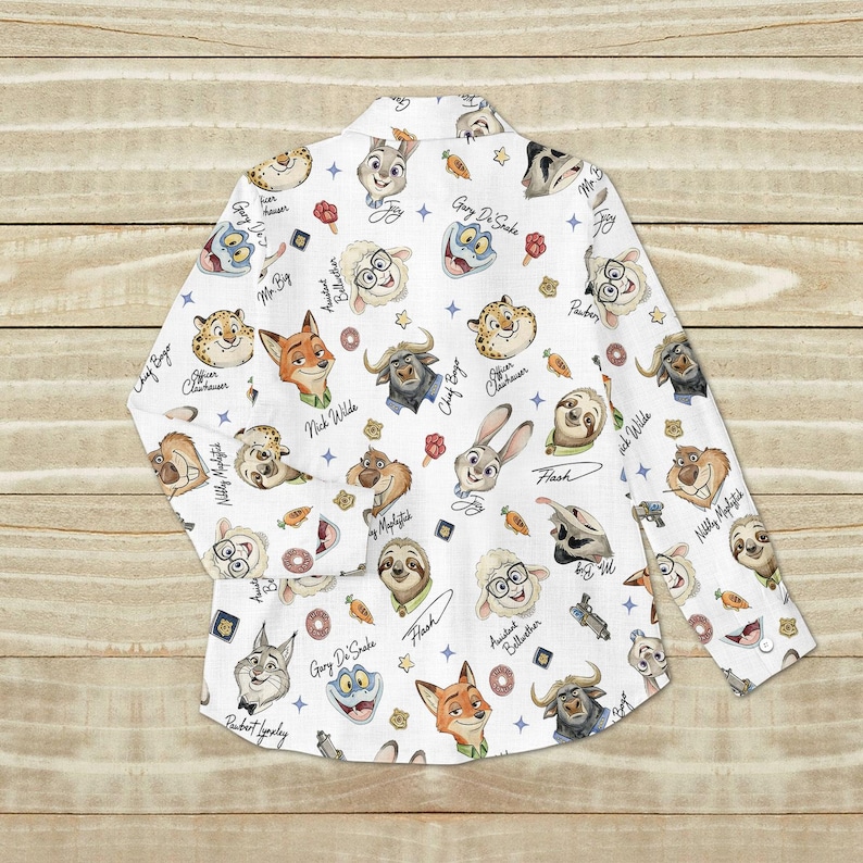 Zootopia Blouse Shirt, Nick Wilde Button Women Shirt, Judy Hopps Women Top, Women Blouse Top, Gift for Zootopia Fan