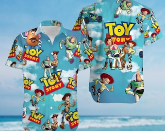Toy Story Button Shirt, Disney Pixar Hawaiian Shirt, Disneyland Trip Shirt, Woody Jessie Buzz Lightyear Shirt, Disney Birthday Gift