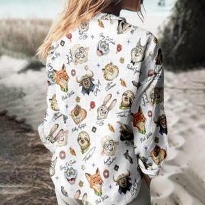 Zootopia Blouse Shirt, Nick Wilde Button Women Shirt, Judy Hopps Women Top, Women Blouse Top, Gift for Zootopia Fan