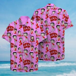 Vintage Betty Boop Button Shirt, Betty Boop Hawaiian Shirt, Cartoon Movie Shirt, Retro Betty Boop Shirt, Girls Trip Shirt, Gift For Her