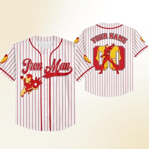Custom Name and Number Marvel Jersey, Personalized Baseball Shirt with Captain America and Iron Man, Comic Book Jersey Shirt