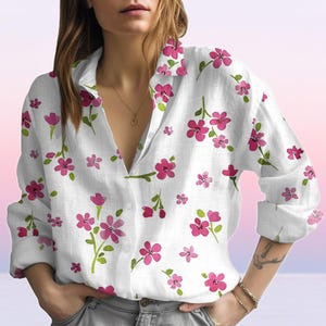 Wildflowers Blouse Shirt, Garden Floral Women Blouse, Vintage Botanical Women Shirt, Nature Lover Illustration Shirt, Gift For Her