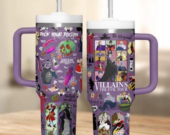 Disney Bösewichte Becher 40Oz, Retro Maleficent Kaffeebecher, Ursula und Elvi Königin Tasse, Disneyland Hexe Becher, Geschenk für Fan