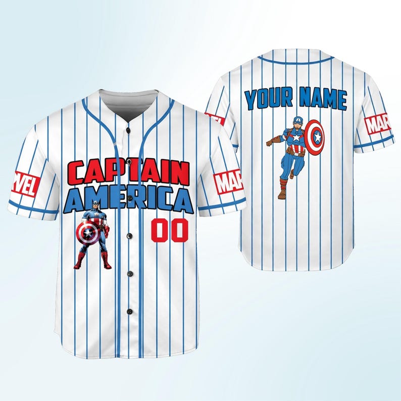 Custom Name and Number Marvel Jersey, Personalized Baseball Shirt with Captain America and Iron Man, Comic Book Jersey Shirt