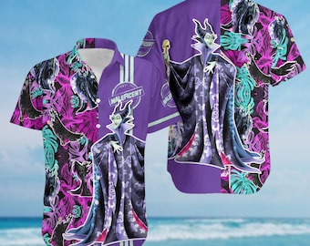 Shirt Maleficent Button, Disney Villains Hawaiian Shirt, Disneyland Trip Shirt, Bad Queen Club Shirt, Vakantie Shirt, Verjaardagscadeau