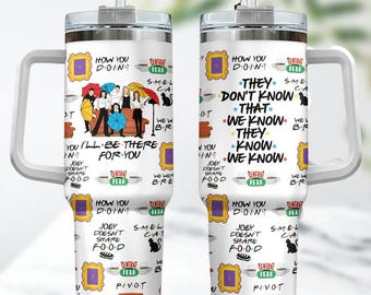 Vaso personalizado de la película Friends de 40 oz, vaso de la comedia Friends, vaso de Central Perk, vaso retro de acero inoxidable Friends, regalo divertido