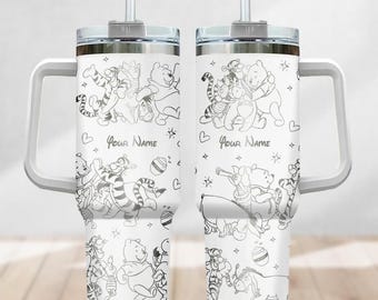 Kubek z Kubusiem Puchatkiem 40 uncji, personalizowany kubek z grawerunkiem, kubek Magic Kingdom, kubek do kawy, gadżety z Disney Trip, prezent urodzinowy