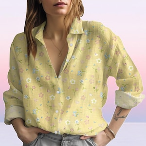 Wildblumen Bluse, Blumen Bluse Shirt, Natur Liebhaber Frauen Shirt, Vintage botanische Frauen Bluse Shirt, Garten-Liebhaber-Geschenk für sie