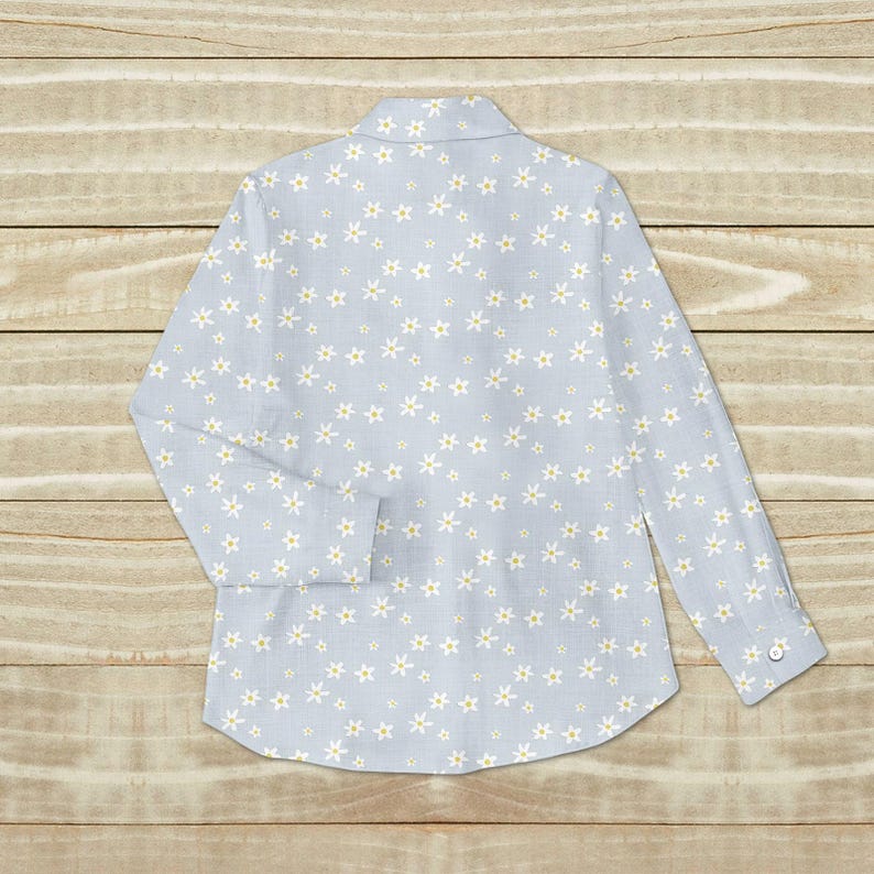 Daisy Print Blouse Shirt, Cute Floral Spring Shirt, Soft Casual Shirt, Cottagecore Shirt For Women, Summer Beach Shirt, Gift For Her