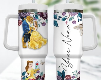 Custom Beast And Beauty Tumbler 40Oz, Disney Princess Tumbler, Magic Kingdom Stainless Tumbler, Disneyland Coffee Tumbler, Gift For Fan