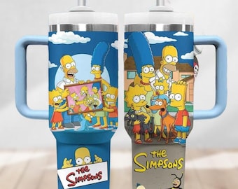 The Simpsons Tumbler 40Oz, Homer Simpson Insulated Tumbler, Cartoon Movie Cup, Stainless Tumbler, Family Coffee Tumbler, Gift For Fan