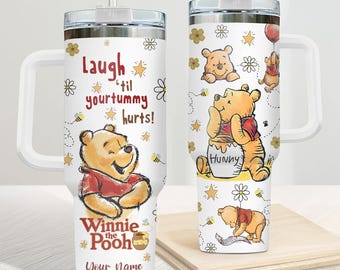 Personalized Winnie The Pooh Tumbler 40Oz, Disney Trip Tumbler, Magic Kingdom Cup, Tumbler Cup With Straw, Disney Birthday Gift