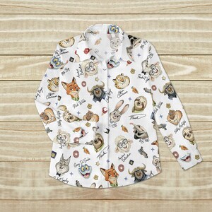 Zootopia Blouse Shirt, Nick Wilde Button Women Shirt, Judy Hopps Women Top, Women Blouse Top, Gift for Zootopia Fan