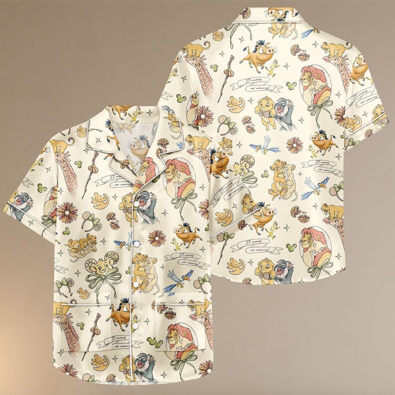 Lion King Short Satin PJs Set, Disney Safari Satin Pajamas, Disney Kids Pajama Set, Women Lion King Pyjama, Disney Fan Gift