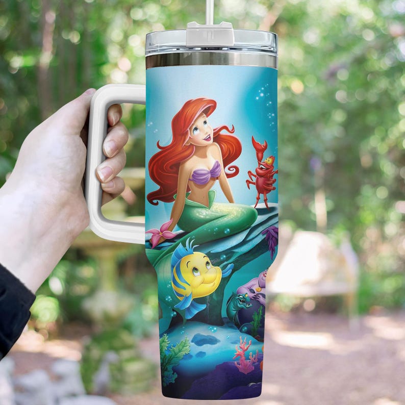 Ariel Tumbler 40Oz, Little Mermaid Stainless Tumbler, Princess Sea Coffee Tumbler, Disney Girls Trip Cup, Magic Kingdom Merch