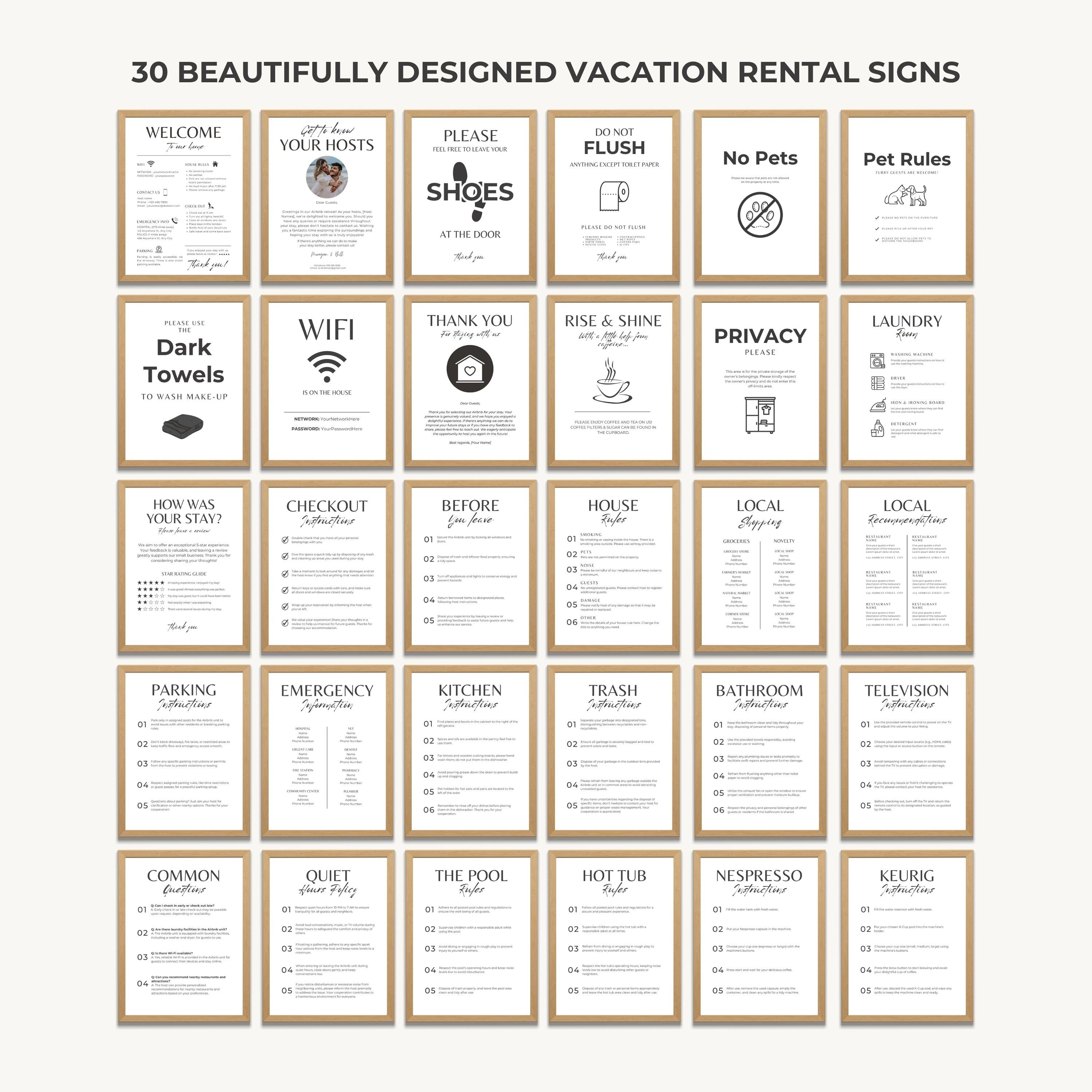 Airbnb Sign Bundle Canva Template, Airbnb Welcome Sign, Wifi Password ...