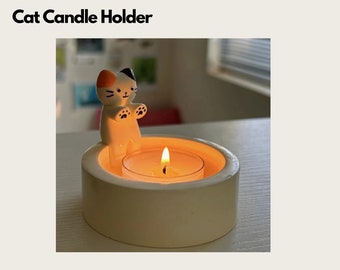 Kitten Candle Holder Cute Cat Candlestick Creative Aromatherapy Candle Holder Durable High Tempe Cartoon Candlestick Decoration