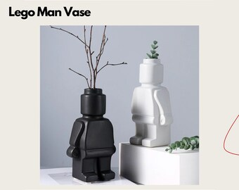 Lego Resin Statue Creativity Block Man TV Cabinet Desktop Flower Vase Modern Home Decoration Accessories for Living Room Mothers day gift