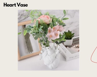 Heart Vase Dry Pot Art Vase Human Statue Vase Container Simulated Anatomy Heart Vase Decorative Valentine's Day, Mothers day gift cute gift