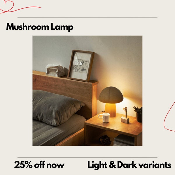 Wooden Mushrooms Night Light Touch Switch Bedroom Bedside Table Lamp Walnut Beech Wood Warm Dimmable Desk Light USB Chargeable Cute mothers