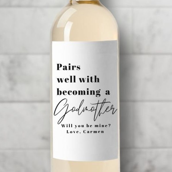 Custom Godparent Proposal Gift, New Godfather Present, Godparents Wine Bottle,Pairs well with Becoming a Godmother, Unique Gift Grandparents