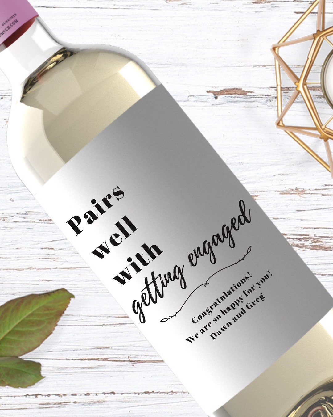 Pairs Well With Getting Engaged Custom Wine Label, Engagement Gift Idea ...