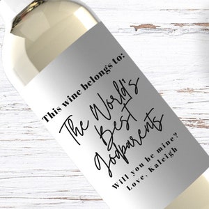 Best Godparents wine label, Baby Godmother Gift, Pregnancy parents Gift, Unique Wine Gift Godfather