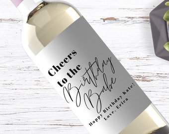 Birthday Wine Label,  Custom Birthday Babe Wine Bottle Label, Milestone Birthday Girl Wine Label, Birthday Gift 410