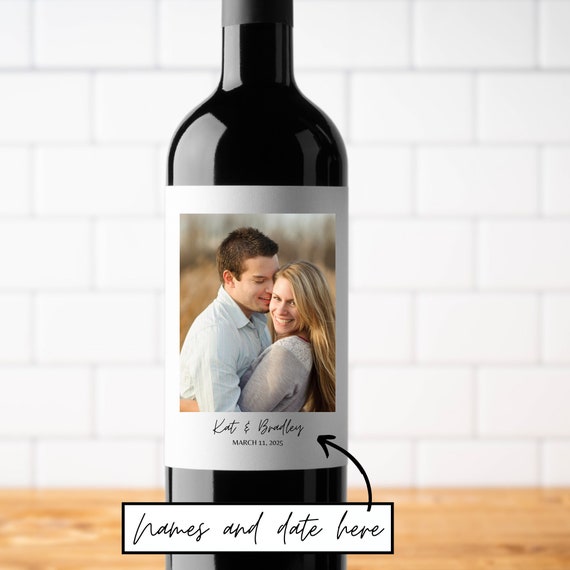 Photo wine label, Custom Wine Label, Wedding Gift, Proposal Gift, Couple Engagement Gifts, 21st birthday wine label, Birthday Wine Stickers