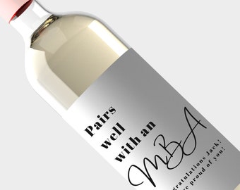 Custom MBA Graduation Gift, Graduation Wine Label, MBA Gift ,Gift for Classmate, Unique Gift, MBA Grad, Graduation Party Supplies