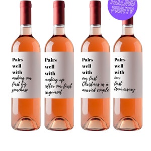 Milestones Wine Labels - Wedding Gift First Anniversary Bridal Shower Gift Wine Basket Engagement Gift Married Moments
