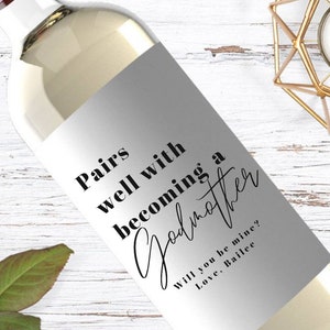 Pairs well with Becoming a Godmother, Baby Godparents Gift, Pregnancy parents Gift, Unique Wine Gift Godfather, 309