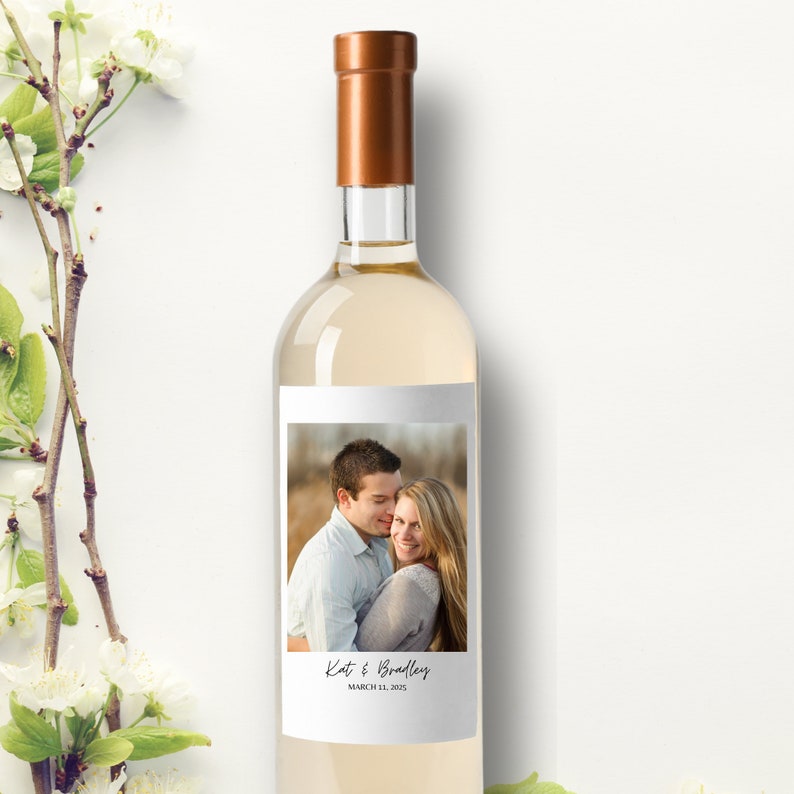 Custom engagement photo wine label