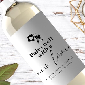 Housewarming gift, new home,  housewarming wine label, Realtor gifts for clients, custom new home gift
