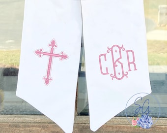 Monogrammed Wreath Sash, Baptism, Shower Decoration, Birth Announcement, Hospital Door Sash, Wreath Tie Baby Boy, Special Occasion