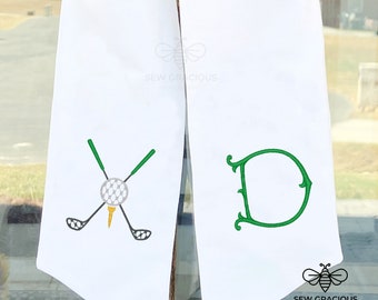 Monogram Wreath Sash, Golf Clubs, Golfer Gift, Augusta Golf Course, Sports Wreath Bow, Father's Day, Mother's Day, Country Club, Golf Balls