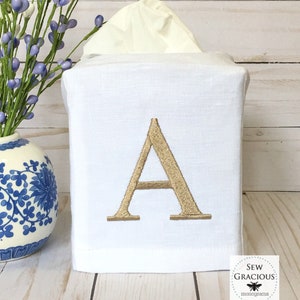 Monogram Tissue Box Cover, Square, Single Initial, Mother's Day,  Hostess Gift, Gifts for Men, Unique Personalized Gift, Bathroom Decor