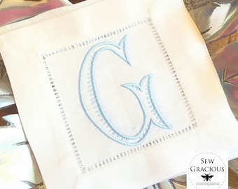 Monogrammed Linen Cocktail Napkins, Set of 4, Minimal Modern Monogram, Hostess, Bridal Shower, Mother's Day Gift Ideas