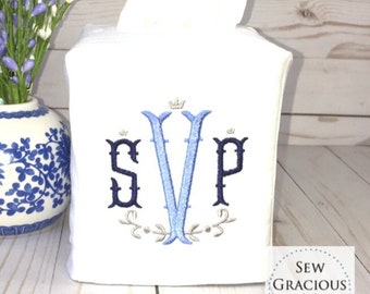 Monogrammed Tissue Box Cover, Nola Font, Guest Room, Bathroom Decor, Personalized Gifts, Spring Home Decor, Mothers Day Gift