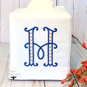 Monogrammed Tissue Box Cover, Powder Room, Bedroom, Hostess Gift, Personalized, Teacher Gift, Mother's Day Gift image 1