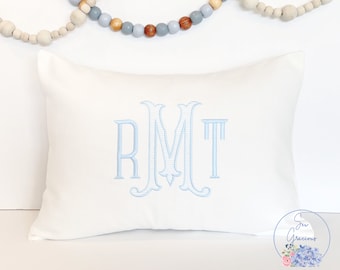 Monogram Pillow Cover, Personalized with Romanesque + Vienna font combination, Dorm Decor