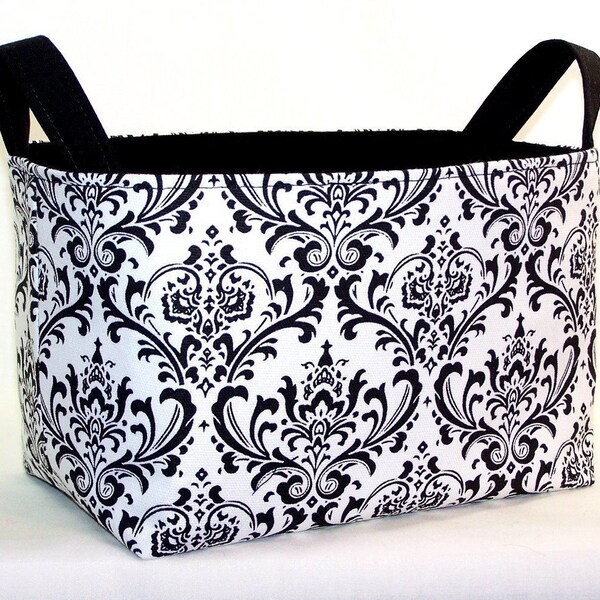 REVERSIBLE ORGANIZER BASKET . . . Black Damask Too