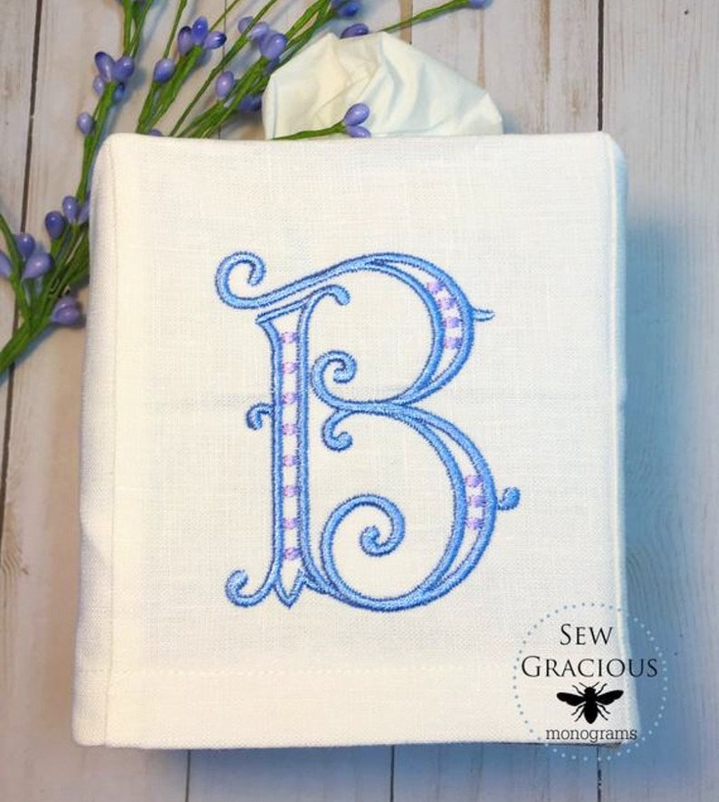 Monogrammed Tissue Box Cover, Powder Room, Bedroom, Hostess Gift, Personalized, Teacher Gift, Mother's Day Gift image 2