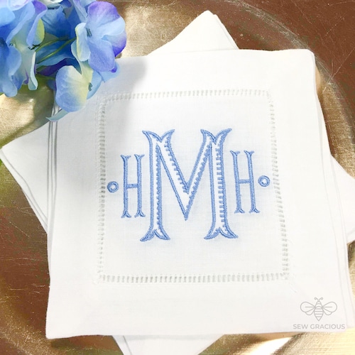Monogrammed Linen Cocktail Napkins Personalized Gift Etsy