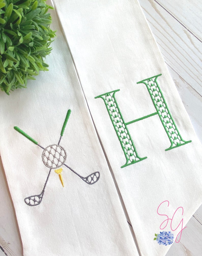 Monogrammed Wreath Sash, Golf Clubs, Golfer Gift, Augusta, Golf Course, Father's Day, Mother's Day, Country Club, Golf Balls image 1